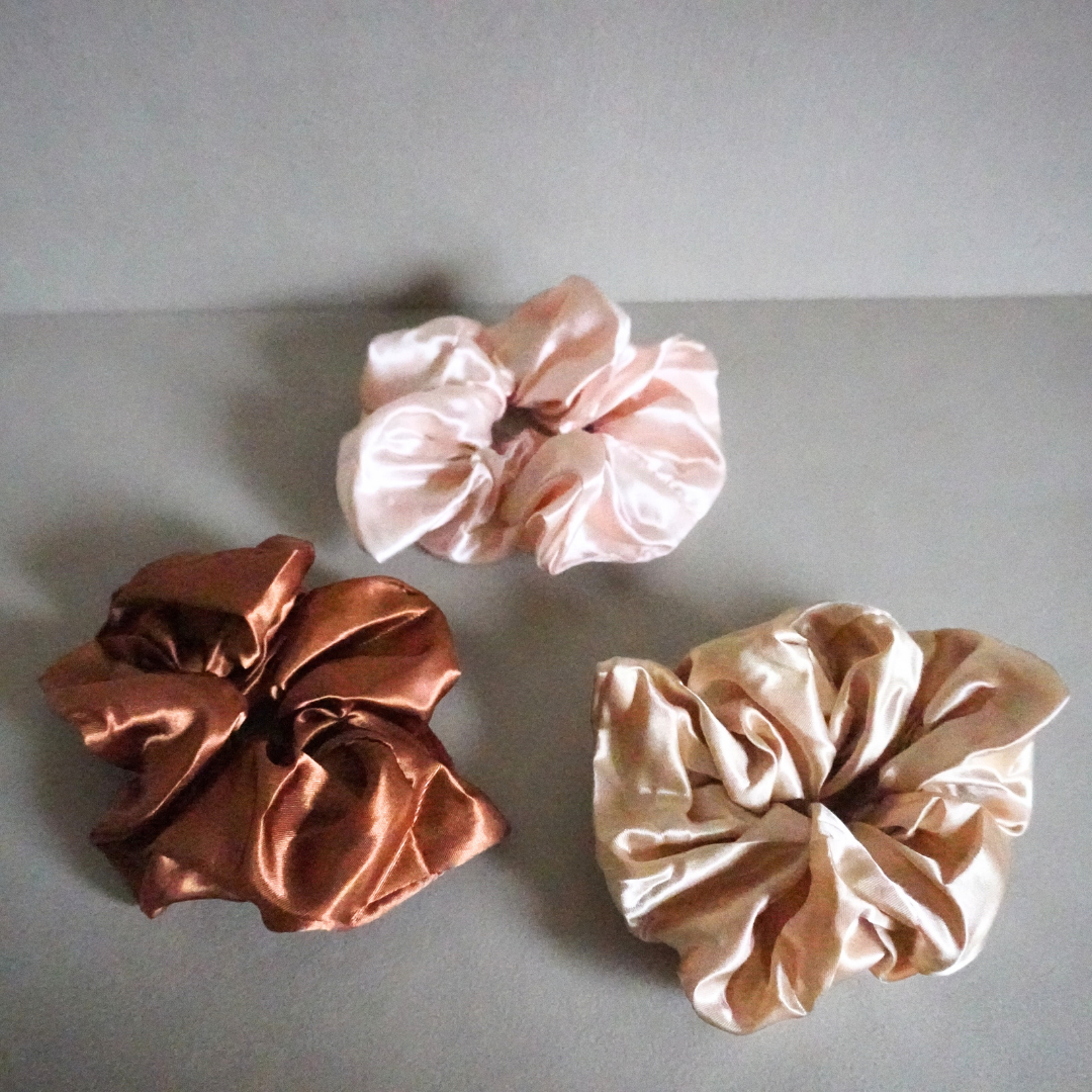 3 Pack Fluffy Vegan Silk Scrunchie Set